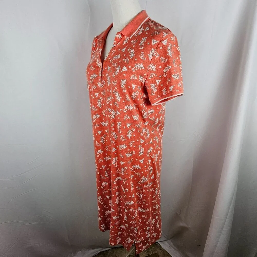 Tommy‎ Bahama Shipwreck Beach Polo Dress Medium Orange Tropical Coastal